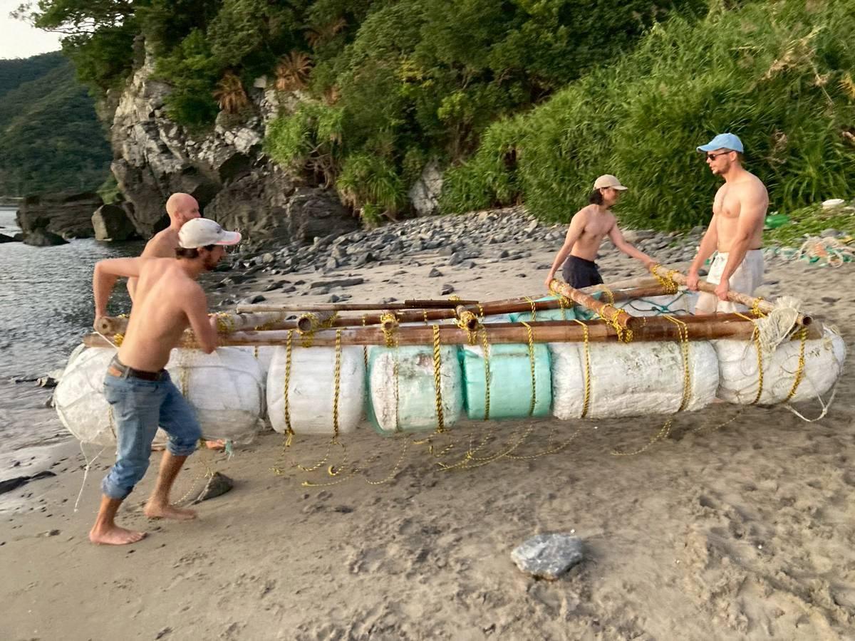 Building the IKADA raft, photo 1
